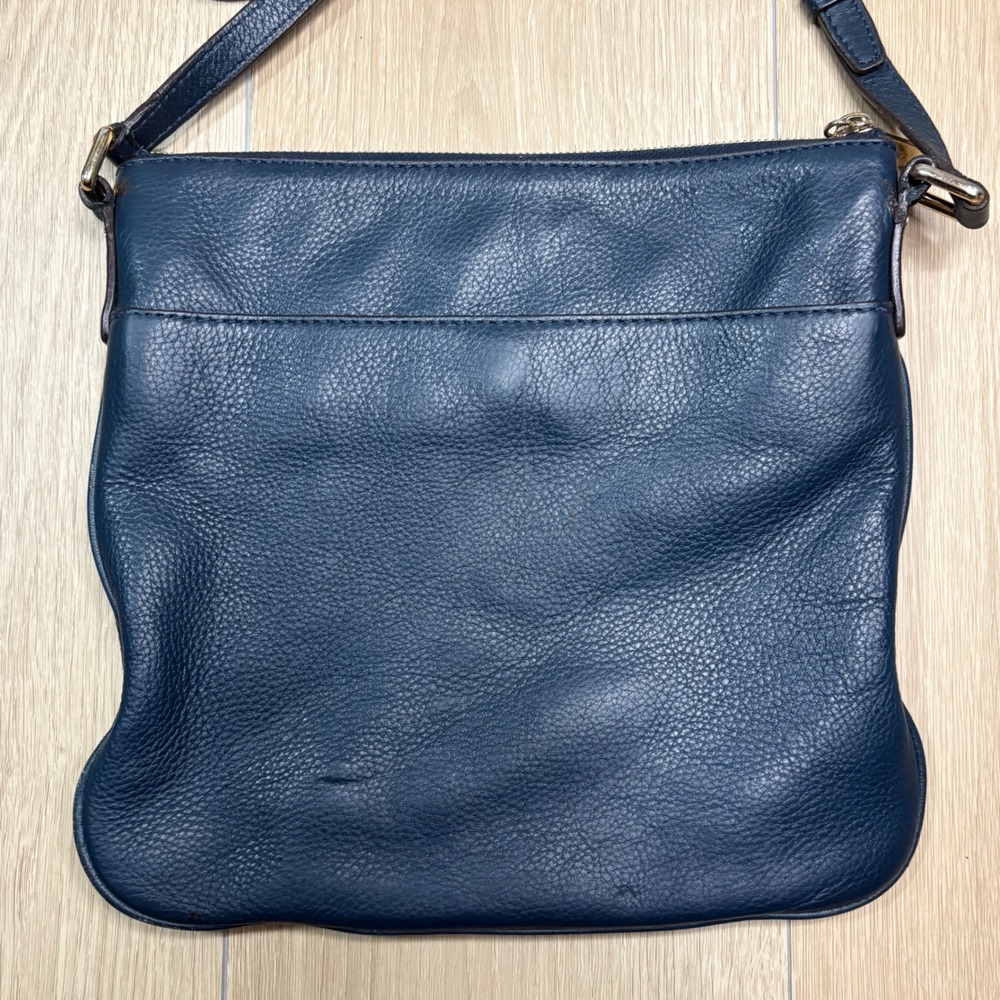Michael Kors Bedford Navy Blue Pebbled Leather Crossbody Bag Gold Hardware Purse - Picture 6 of 8
